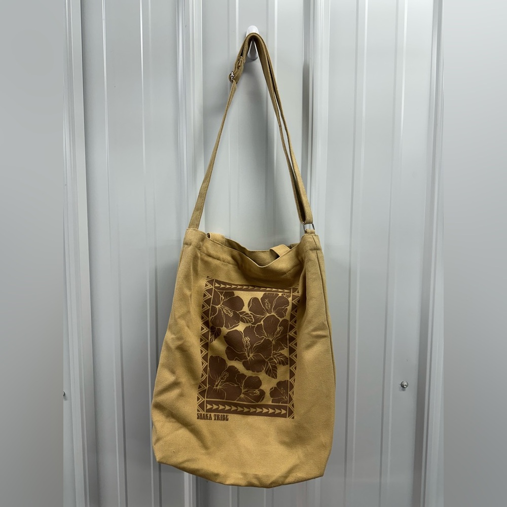 Canvas Crossbody Shoulder Bag with Hawaiian Print